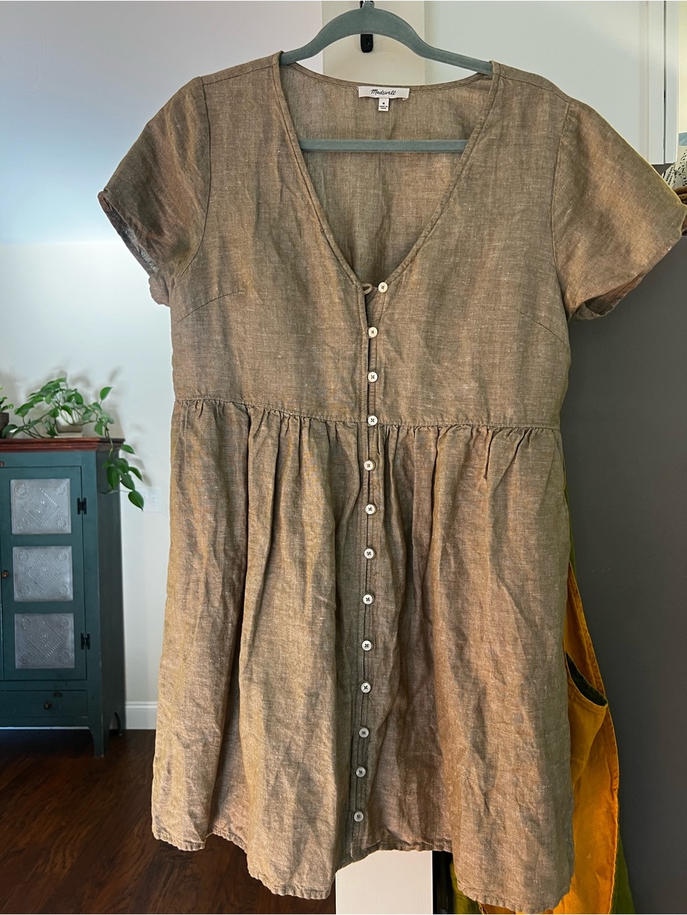 Madewell Linen-Blend Alexandra Button-Front Mini Dress